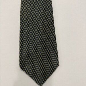 Lands' End Foulard raised weave Black and Gold Patterned Tie